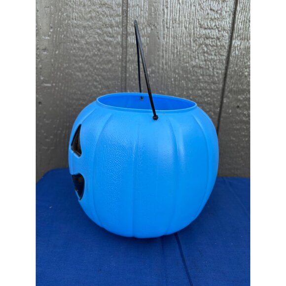 Blue Plastic Pumpkin Halloween Bucket Handle General Foam Trick or Treat - Picture 2 of 6